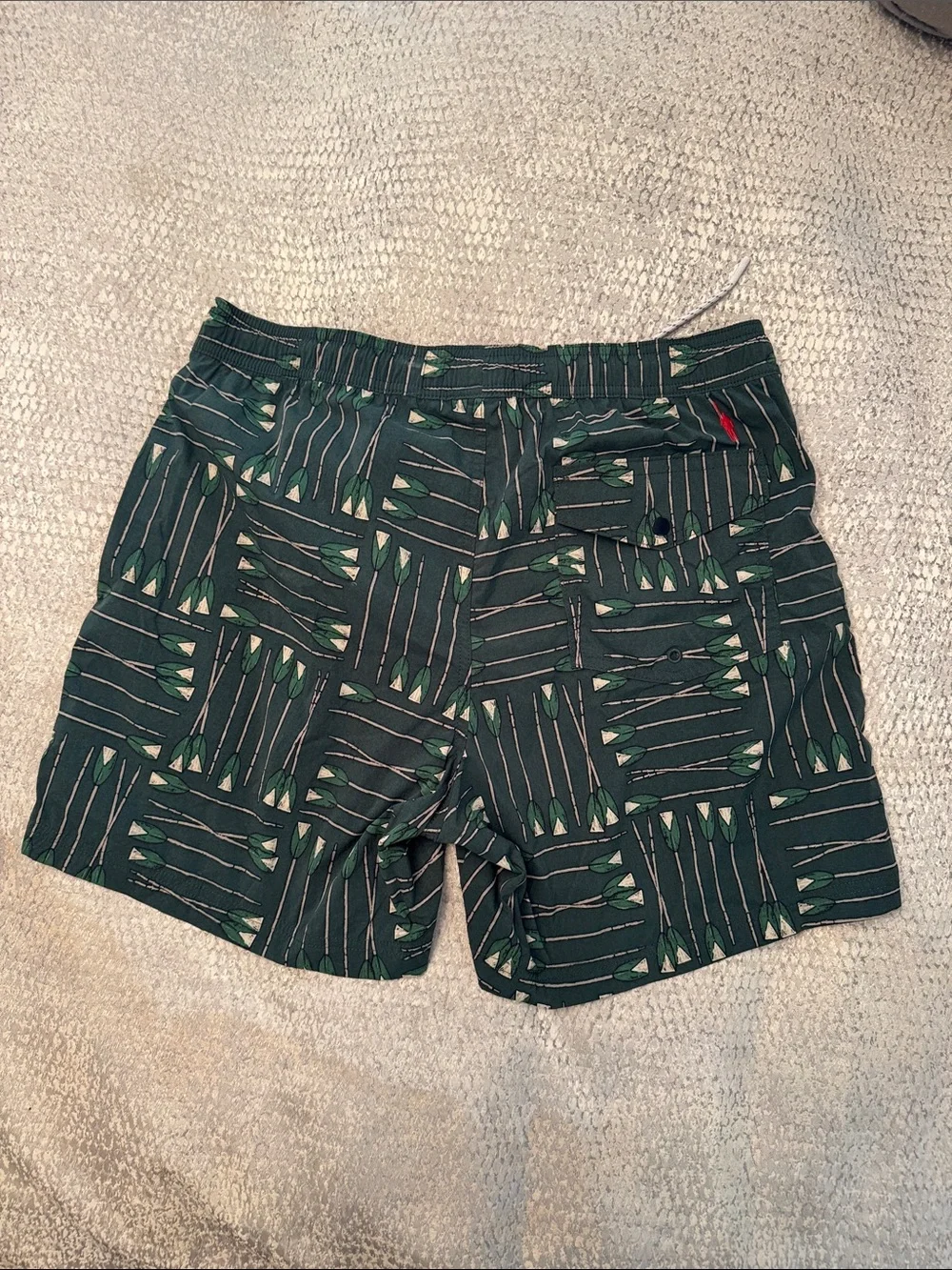 J. Crew Dark Green Patterned 6” Men's Swim Trunks